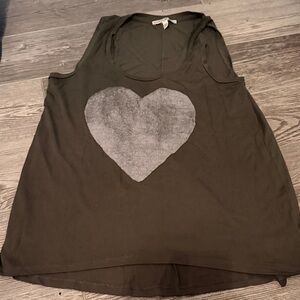 Express Olive Heart Graphic Tank Top